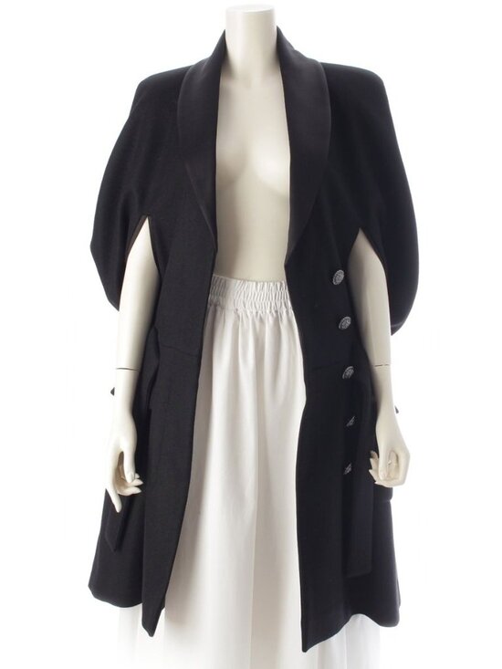 Chanel Jackets & Blazers - Chanel Cashmere Wool Lion Button Poncho Cape Long Coat Black 36